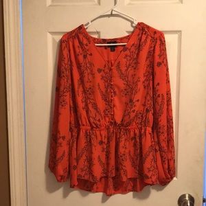 Dark coral and black blouse